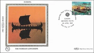 Viking Boats The Historic Norman Longship Guernsey UK Benham Silk FDC Cover 1982 - Picture 1 of 2