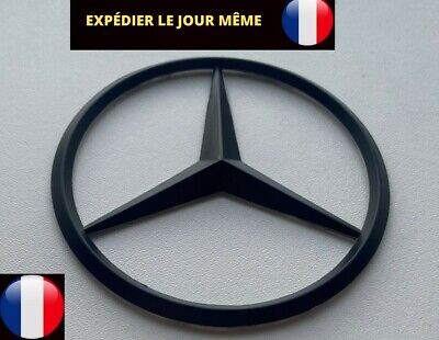 Logo Emblème Mercedes Étoile Noir Mat Hayon Coffre 90mm • 15.10€