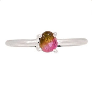 Natural Watermelon Tourmaline 925 Sterling Silver Ring Jewelry s.7 CR50806 - Picture 1 of 1