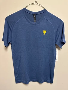 T-Shirt Lululemon neu mit Etikett Metall Lüftung Tech blau Bewegung is Medicine Erwachsenengröße klein - Bild 1 von 4