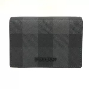 Estuche para tarjetas BURBERRY Check dos pliegues cuero/PVC negro sin usar - Imagen 1 de 11