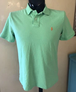 Men’s Polo Ralph Lauren Green Classic Fit Pique Polo Shirt Pony Logo Sz M - Picture 1 of 5