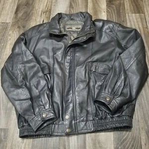 Vintage Members Only Leather Jacket Men’s XL Black Zip Up Quilt Lined Biker Moto - Picture 1 of 16