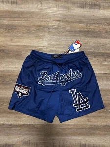 PRO STANDARD LA DODGERS SHORTS COTTON AND MESH BLUE , WORLD SERIES CHAMP 2020 - Picture 1 of 8