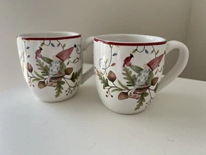 Pottery Barn | (2) FOREST GNOME MUGS Holiday Christmas STONEWARE Decor - Picture 1 of 11