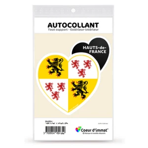 Sticker autocollant Coeur J'aime les Hauts-de-France - Drapés - Picture 1 of 6