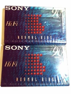 Dos (2) cintas de casete de audio Sony 90 minutos alta fidelidad sesgo normal nueva - Imagen 1 de 2