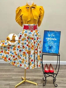 White Floral Midi Skirt - Picture 1 of 7