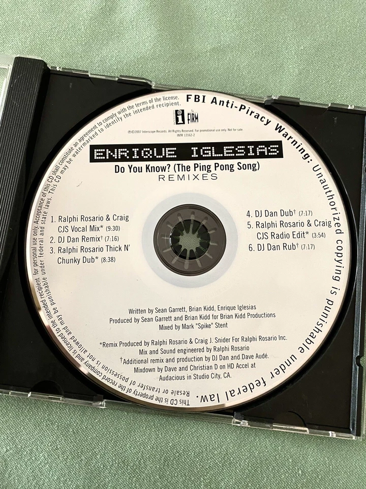 Enrique Iglesias ** PROMO CD ** Do You Know? (The Ping Pong Song) - Remixe - Bild 1 von 1