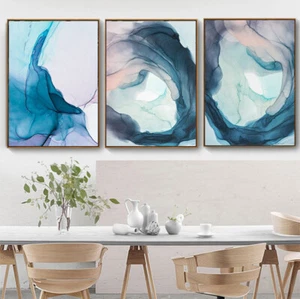 Set of 3 Marble Abstract Canvas Print Decoration UNFRAMED - Picture 1 of 3