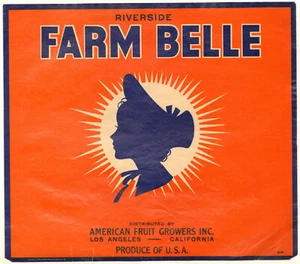 *Etiqueta original de caja naranja RIVERSIDE FARM BELLE Los Angeles ¡NO ES UNA COPIA! - Imagen 1 de 2
