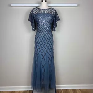 Babeyond Maxi Gown NWT Size L Silver Blue Mesh Sequins Formal Prom Fairy Magic - Picture 1 of 16