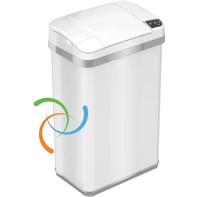 iTouchless 4 Gal White Stainless Steel Sensor Bathroom Trash White 3-6 Gallons - Image 1 of 1