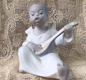Lladro Engel Black Legacy Collection Junge Cherub Mandoline Spanien #4537 TLC - Bild 1 von 7
