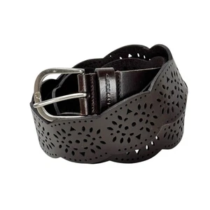 Lucky Brand Perforated Scalloped Edge Leather Belt SZ XL Brown Boho Cottage - Picture 1 of 12