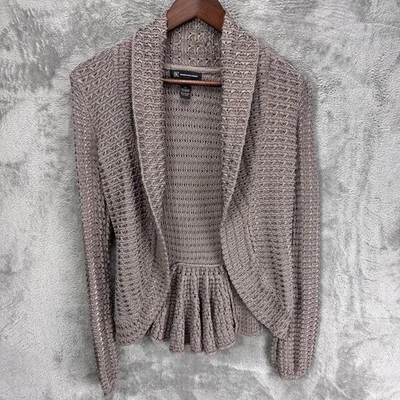 INC 女式褶皱开口钩针编织 Y2K 开衫 XS 码仙女波西米亚女性学术界 — 第 1/4 张图片