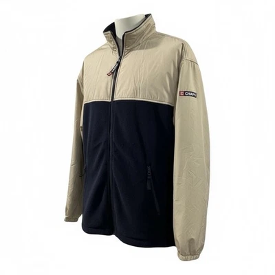 Chaqueta polar de colección años 90 Chaps para hombre XL cremallera completa caqui azul marino abrigo cortavientos Foto 1 de 4