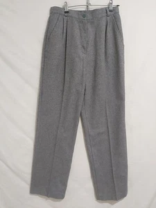 Vintage Sanro Size 14 Grey Straight Leg Pants Wool Blend Pleated Front - Picture 1 of 5
