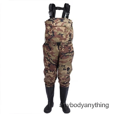 Bootfoot Chest Waders 2-Ply Nylon PVC Waterproof Fishing Hunting Cleated Sole - Image 1 of 4