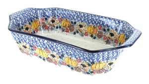 Blue Rose Polish Pottery Harvest Bounty Deep Baker with Handles - Picture 1 of 1