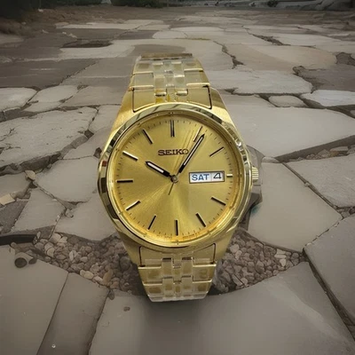 Seiko Essentials Pale Gold Dial Stainless Steel Bracelet Men's Watch SUR434 - Image 1 of 4