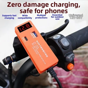 12V 120V Dual USB Fast Charger with LED Voltage Display for Motorcycles - Picture 1 of 12