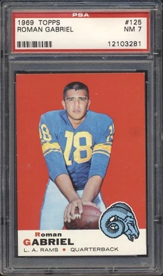 1969 Topps Football Roman Gabriel #125 PSA 7 LOS ANGELES RAMS NM - Image 1 of 2