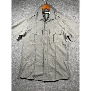Blauer Button Up Police Uniform Shirt Men's Medium Gray Short Sleeve Wool Blend - Picture 1 of 10