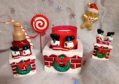 NEW  Bath & Body Works Christmas Santa in Chimney Candle/ Soap Holder & Wallflow - Image 1 of 4