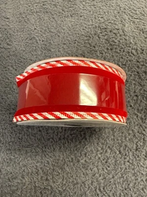 Place & Time Holiday Ribbon Wire Edge Red White Striped 1.5" X 10 Yds Wreath - Image 1 of 4