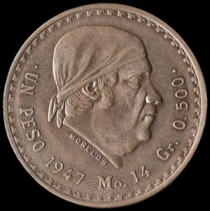 México - 1 Peso - 1947 - KM#456 - J - Artículo #4 - Imagen 1 de 3