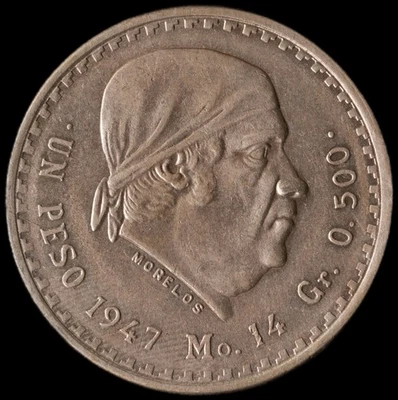 México - 1 Peso - 1947 - KM#456 - J - Item #4 - Imagem 1 de 3