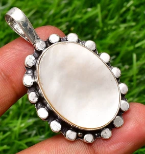 Perlmutt Edelstein Handarbeit 925 Sterlingsilber Schmuck Anhänger 2,10 Zoll - Bild 1 von 8