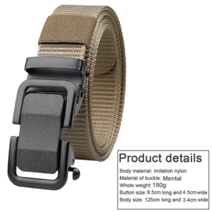 Men's Tactical Ratchet Belt Nylon Web Belts Men Automatic Slide Buckle Gift US - Picture 1 of 20
