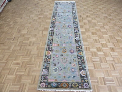 3 x 12'2 Runner Hand Knotted Gray Colorful Oushak Oriental Rug G13054 - Image 1 of 4