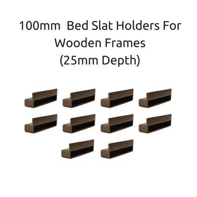 100mm x 12mm x 25mm Depth Single Bed Slat Holders / Caps Wooden Bed Frames Brown - Image 1 of 4