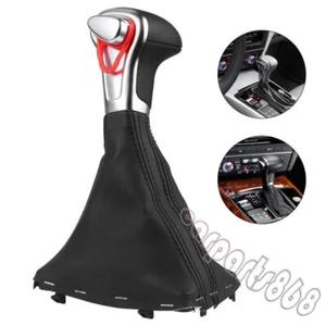 Gear Shift Knob Shifter Leather Gaiter Boot Cover Black Fit Audi Q5 Q7 A4 A5 A6 - Picture 1 of 10