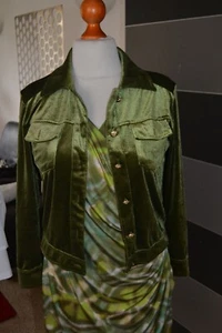 Samtjacke im Jeansjackenstyle in grün Gr. 40 - Bild 1 von 4