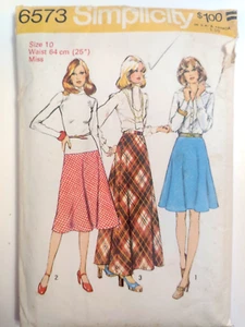 Bias Skirt 10 Simplicity 6573 Sewing Pattern VTG 70's A Line Flowy Knee Ankle - Picture 1 of 8