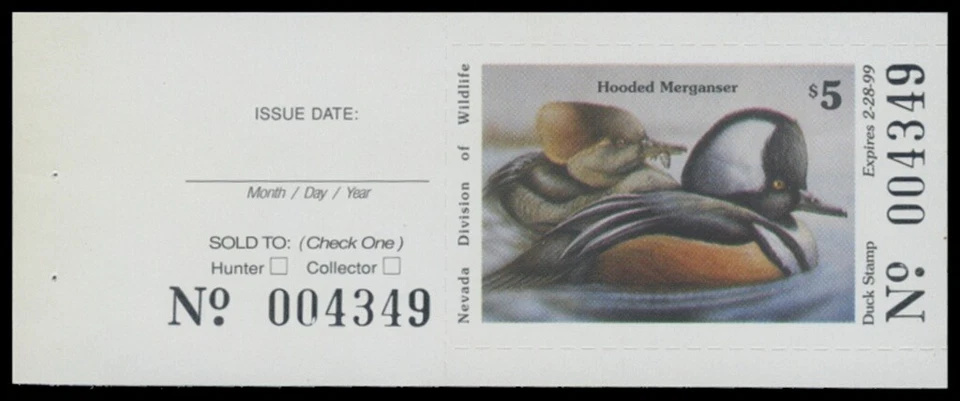 1998  Nevada State Duck Stamp Mint Never Hinged. Hunter Type  - Image 1 of 1