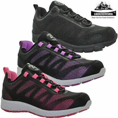 Ladies Groundwork Safety Steel Toe Cap Trainer Hiking Lightweight Work Shoes