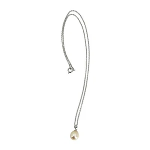 14K Solid White Gold Baroque Saltwater Akoya Pearl Vintage Drop Pendant Japan - Picture 1 of 4
