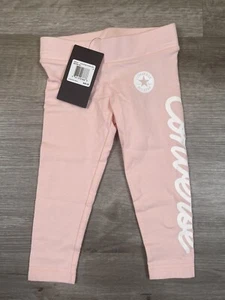 Converse Leggings Girls Size 4 XS 3 - 4 Years old Pink w/ Logo Lettering NEW - Picture 1 of 12