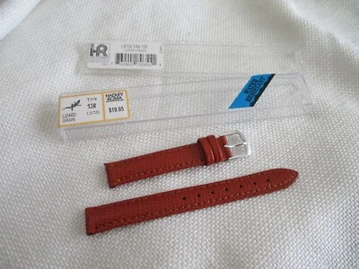 Correa de reloj de cuero genuino 12 mm naranja grano lagarto níquel hadley roma Foto 1 de 2