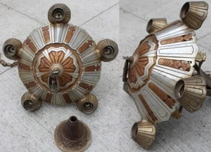 antique Art Deco CHANDELIER ceiling hanging light fixture globe "LINCOLN" - Picture 1 of 15