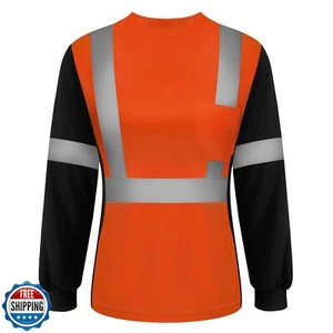 TCCFCCT High Visibility Shirts for Women Class 3 Long Sleeve Safety Shirts fo - Picture 1 of 4