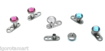 Clear Titanium Plated Steel Dermal Anchor Body & Head Microdermal Piercing Gem - Image 1 of 3