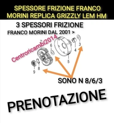 PER MOTORE FRANCO MORINI S6 GRIZZLY HM LEM KTM SPESSORE FRIZIONE FRANCO MORINI REPLICA GRIZZLY LEM HM SPESSORI FRIZIONE 2001
