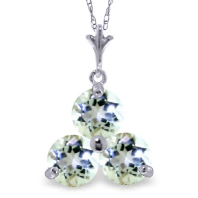 0.75 CTW 14K Solid White gold fine Peoria Aquamarine Necklace 16-24" - Imagem 1 de 4