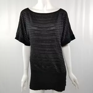 Blusa WHBM White House Black Market para mujer talla XS Dolman negra a rayas brillantes - Imagen 1 de 9